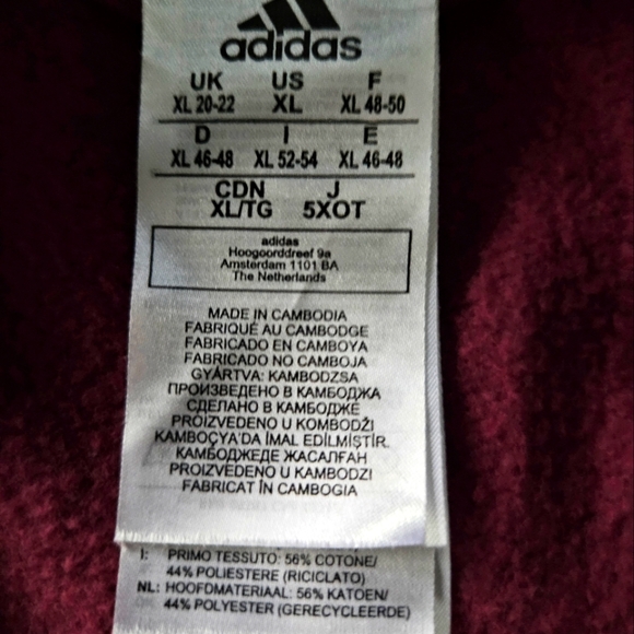 Adidas Burgundy Zip up Jogger Jacket with side pockets and draw string - Picture 3 of 5